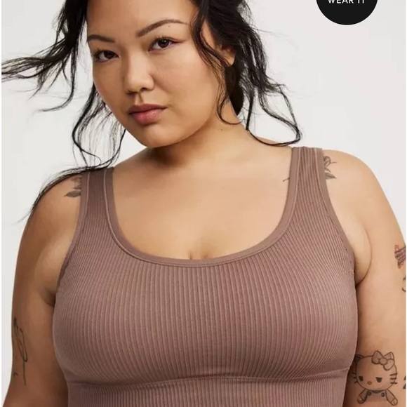 Seamless Ribbed Brown Bra - Picture 1 of 6